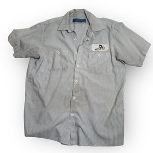 Mickey Mouse Workwear Shirt Mens Size L Striped Custodial Disney Parks Uniform